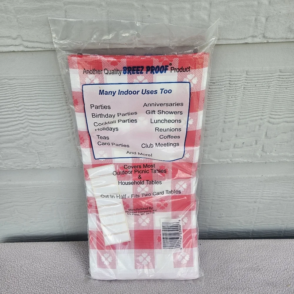 VTG Breez Proof Table Covers Red Check Moisture Proof USA Made Sanitary Plastic